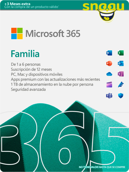 Microsoft Office 365 Familia – 12 Meses, 6 Usuarios, 6 TB de Almacenamiento en la Nube y Productividad Impulsada por IA