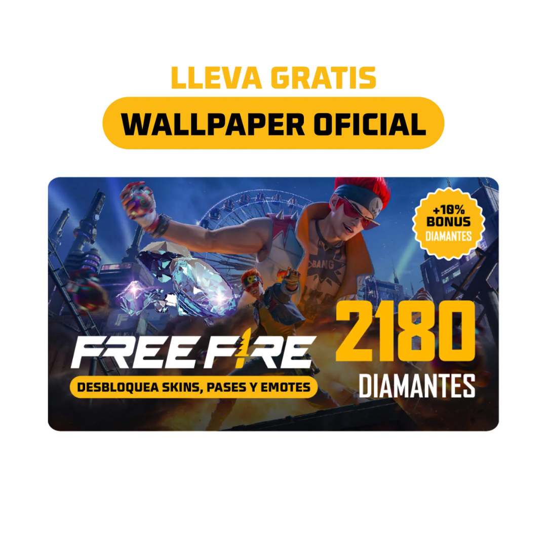 Carte prépayée Garena Free Fire 2180 Diamants – Débloquez du contenu exclusif et des skins