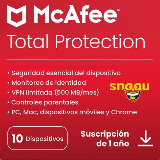 McAfee Total Protection para 10 Dispositivos – Antivirus Galardonado y Seguridad en Línea