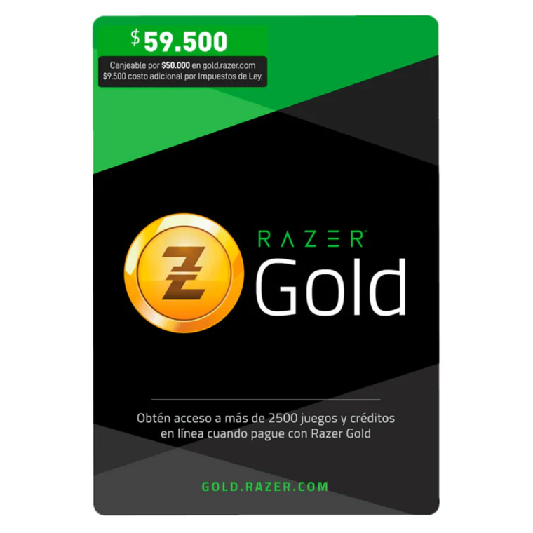 Razer Gold 59,500 COP – Crédito Instantáneo para Juegos, Contenido en el Juego y Recompensas Exclusivas