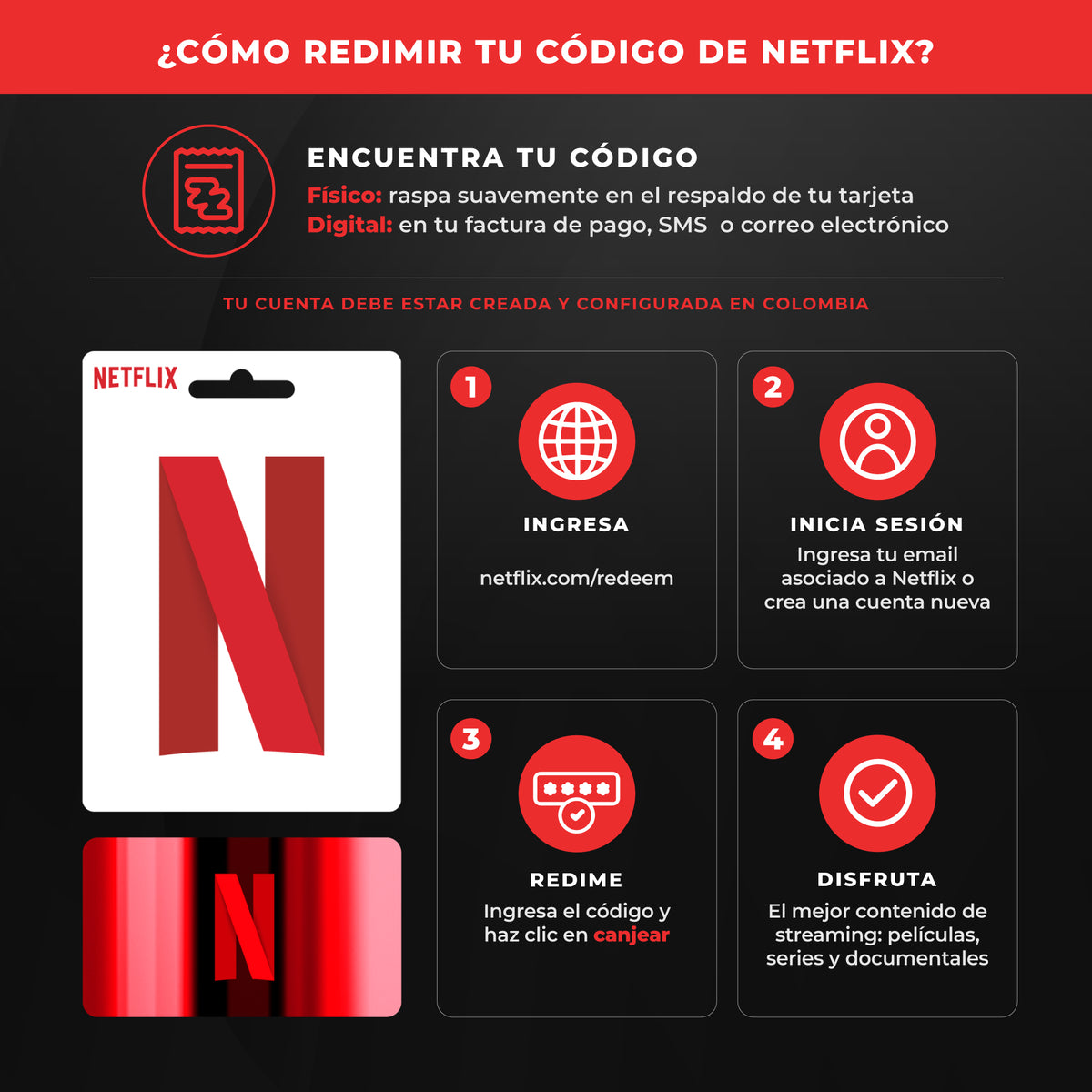 Carte Netflix 20 000 COP – Profitez de films et de séries sans interruption