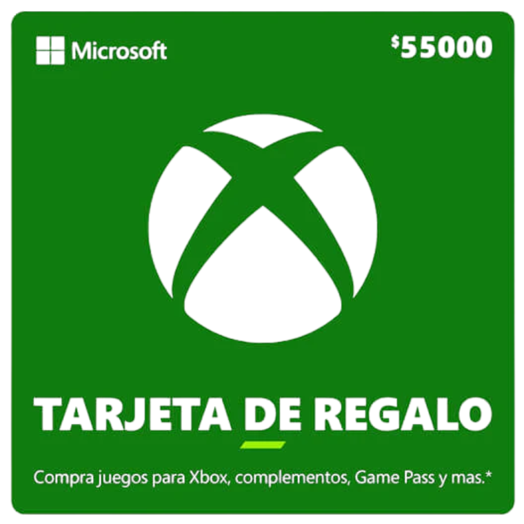 Tarjeta Regalo Xbox 55.000 COP – Juegos, Complementos y Entretenimiento
