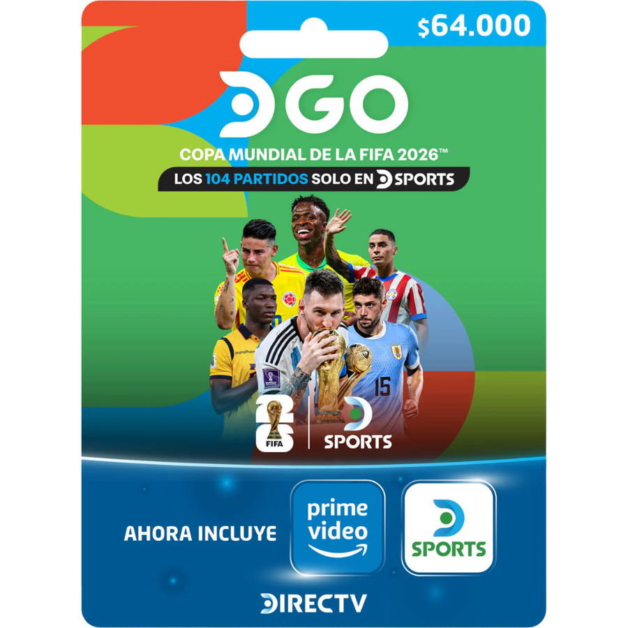 Tarjeta DIRECTV GO 64.000 – TV en Vivo, Deportes, Películas y Series On Demand