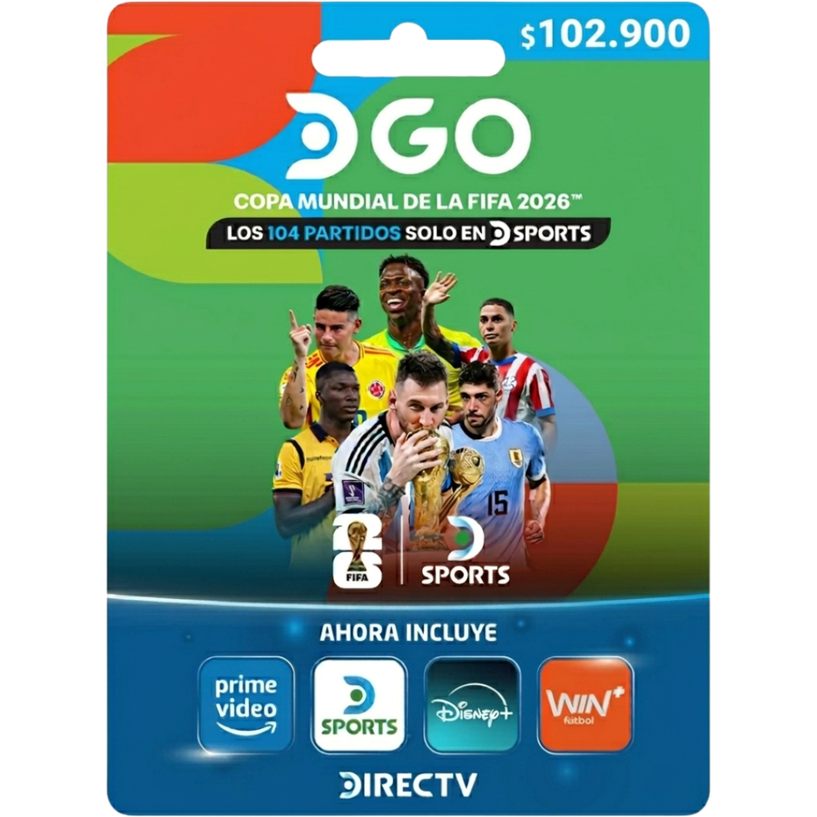 Tarjeta DIRECTV GO 102.900 – TV en Vivo, Deportes, Películas y Series On Demand