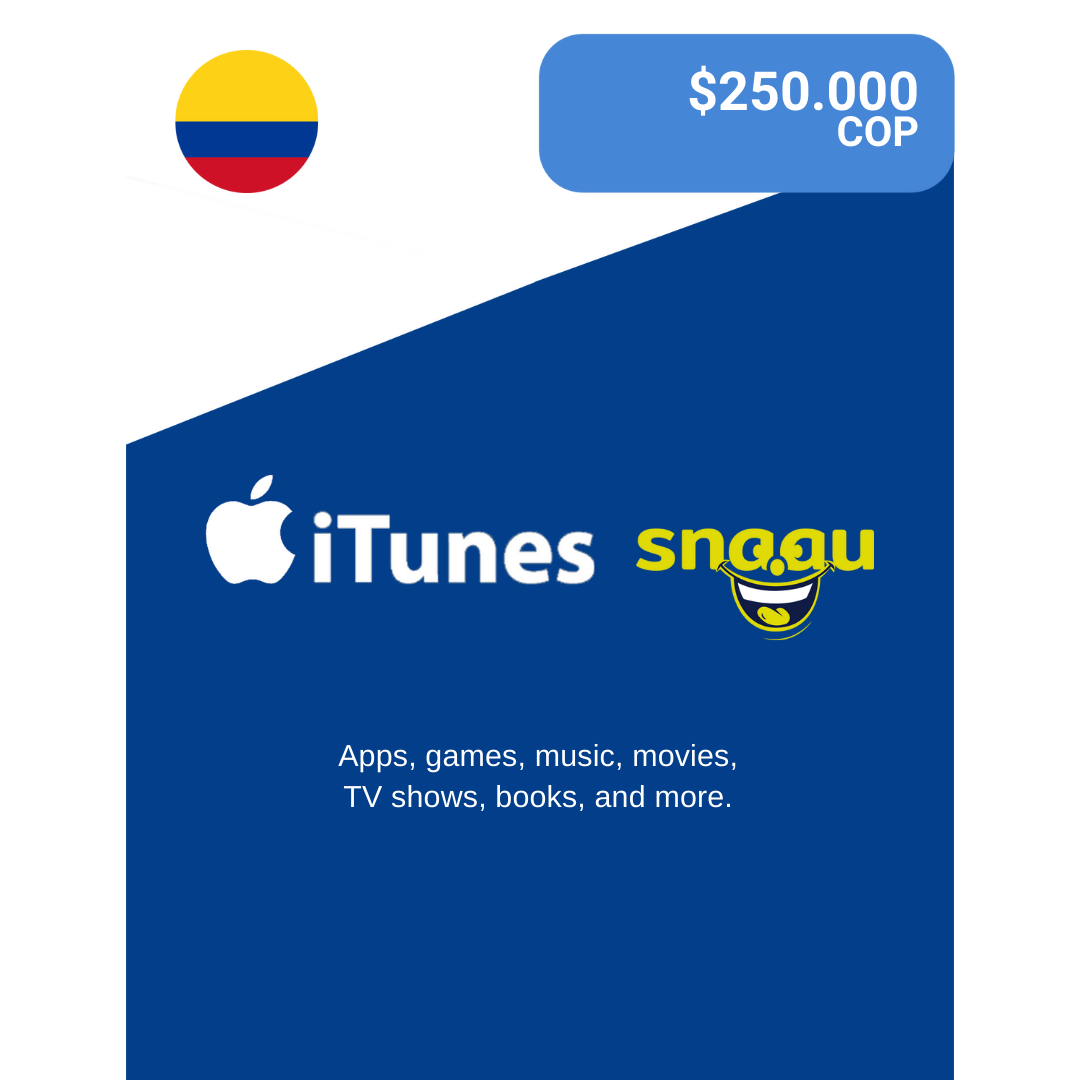 Carte cadeau iTunes Colombie 250 000 COP – Crédit instantané pour jeux, contenu de jeu et plus