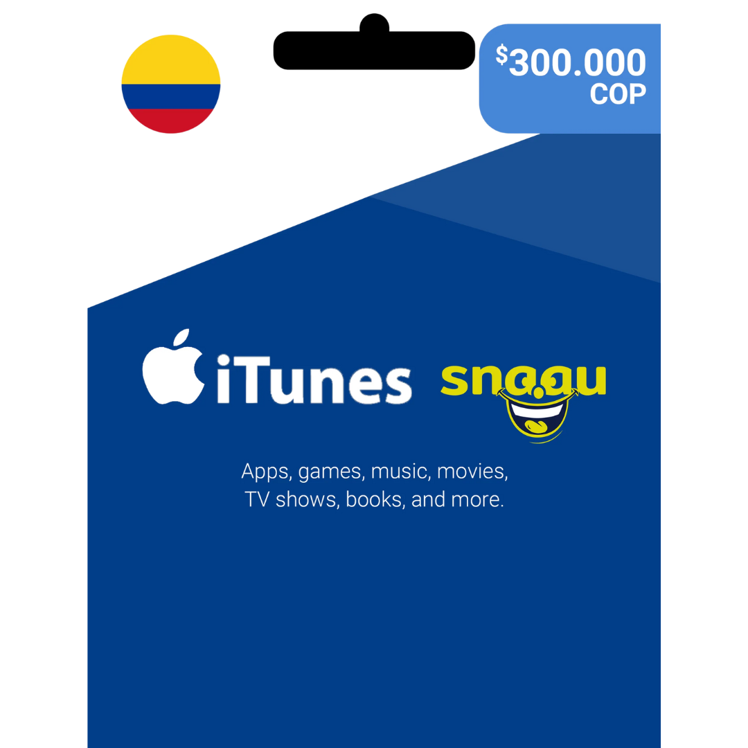 Tarjeta de Regalo iTunes Colombia $300,000 COP – Crédito Instantáneo para Juegos, Contenido en el Juego y Más