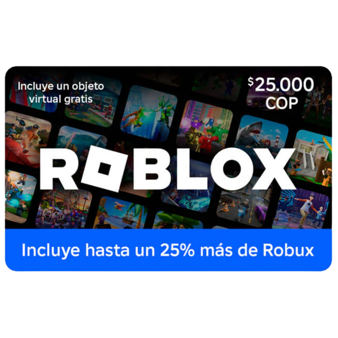 Pin Digital Roblox $25.000 – Obtén un 25% Más de Robux y Recompensas Exclusivas
