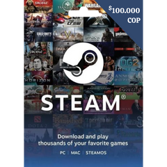 Tarjeta de Regalo Steam $100,000 COP – Crédito Instantáneo para Juegos, DLCs y Contenido en el Juego