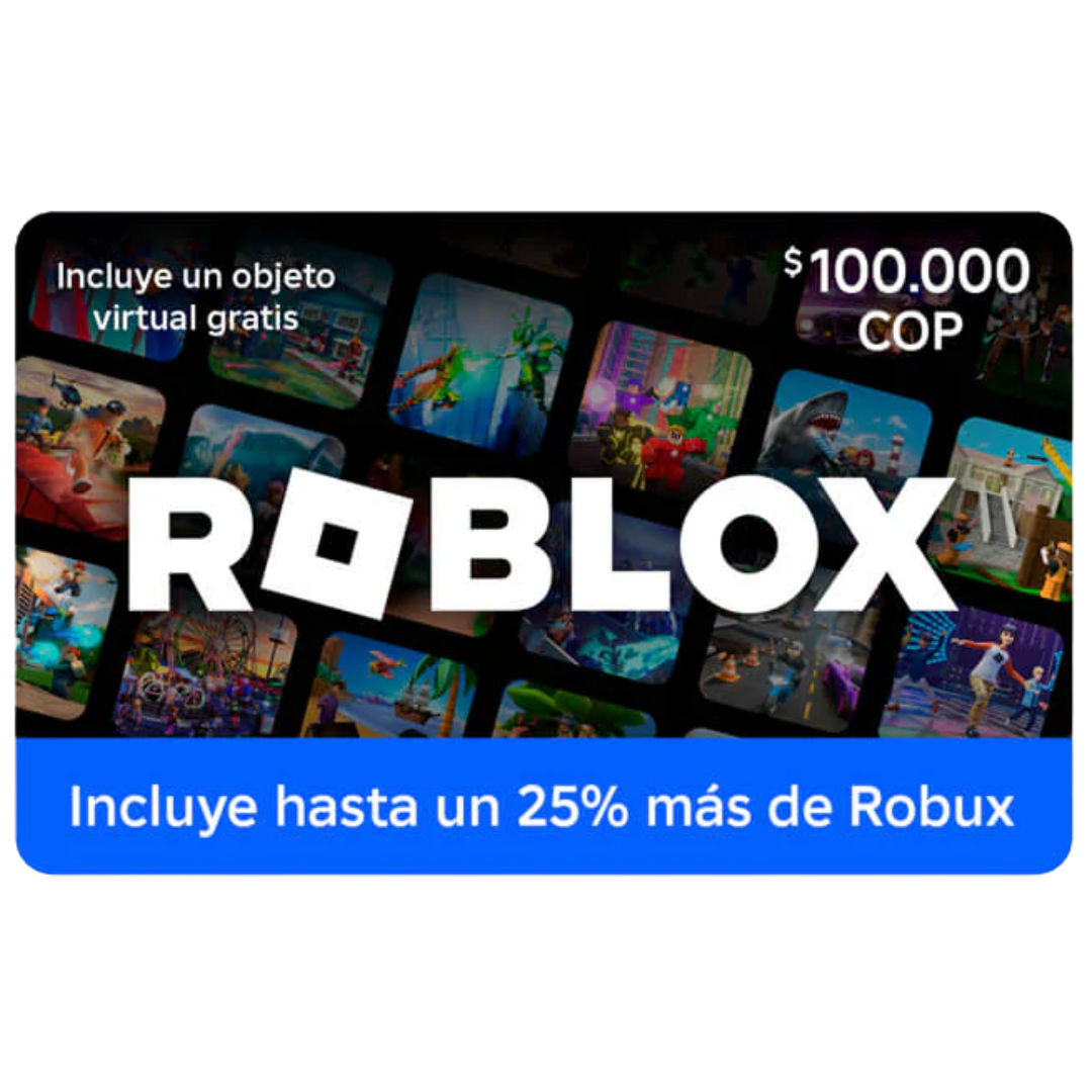 Pin Digital Roblox $100.000 – Obtén un 25% Más de Robux y Recompensas Exclusivas