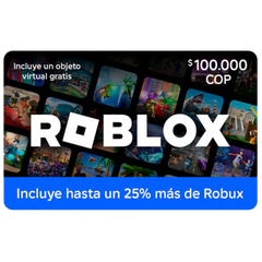 Pin Digital Roblox $100.000 – Obtén un 25% Más de Robux y Recompensas Exclusivas