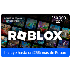 Pin Digital Roblox $50.000 – Obtén un 25% Más de Robux y Recompensas Exclusivas