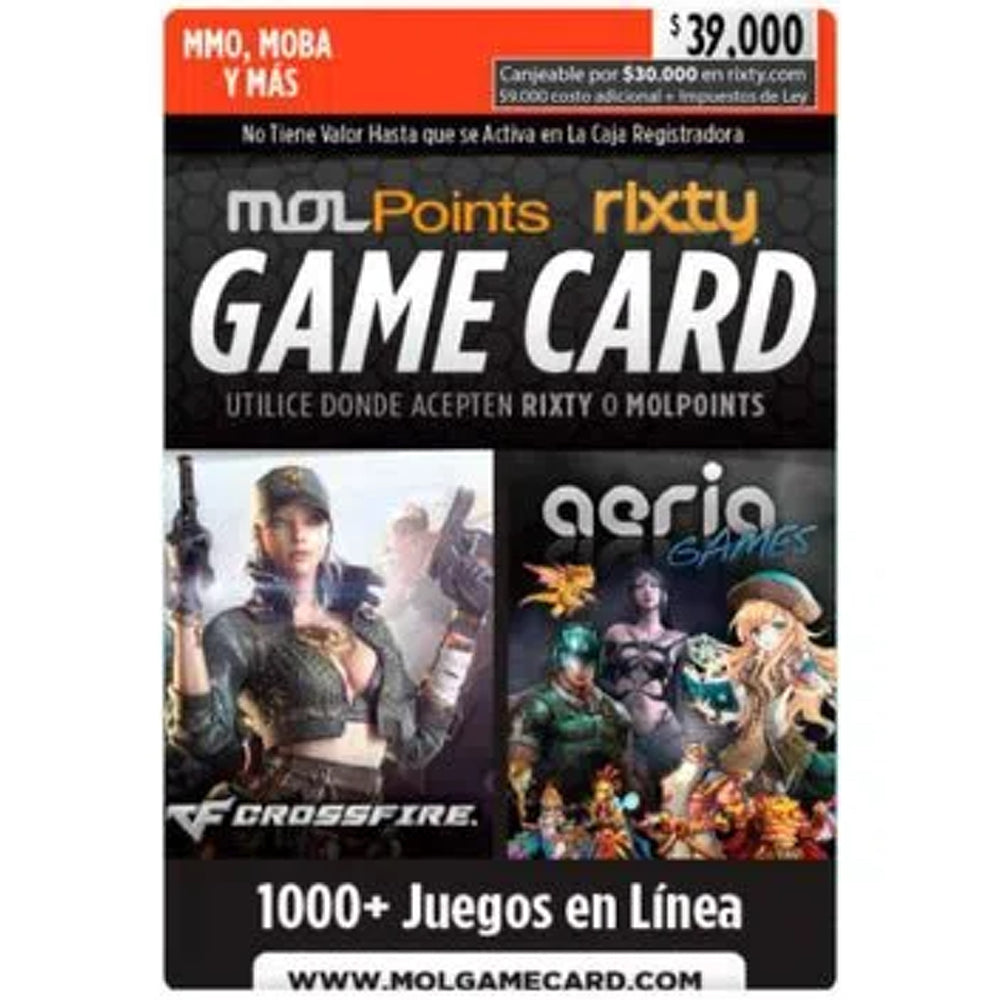 Rixty Game Card - $39.000 Canjeables