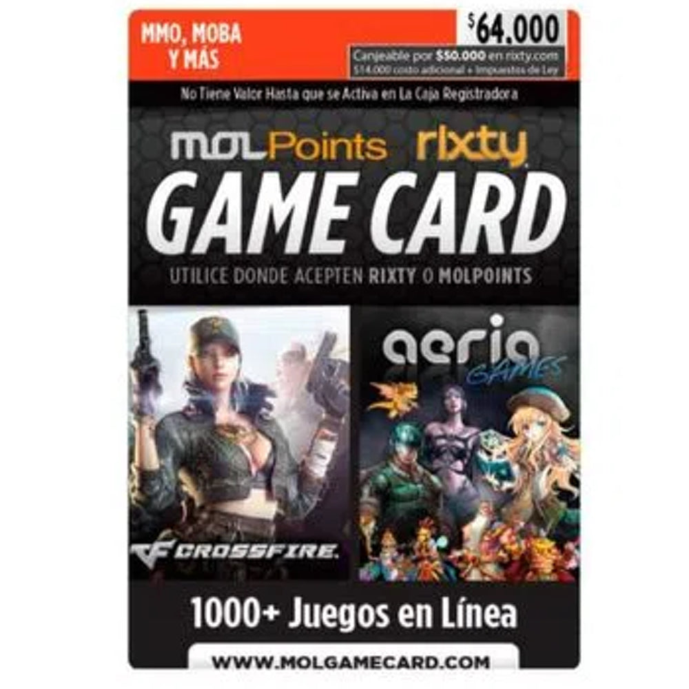 Rixty Game Card - $64.000 Canjeables