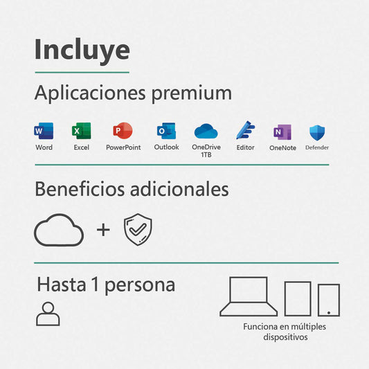 Microsoft Office 365 Personal – 12 Meses, 1 Usuario, Productividad Impulsada por IA